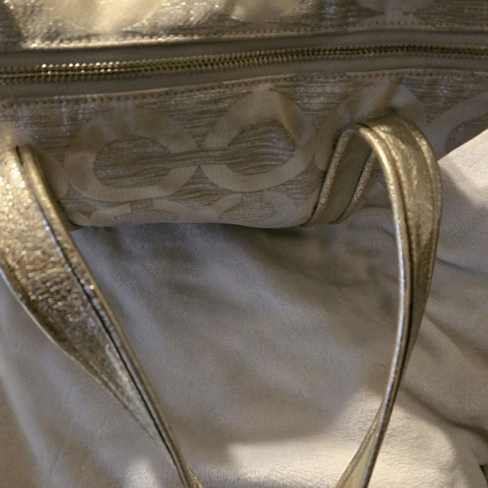 Coach Metallic Silver Poppy Tote